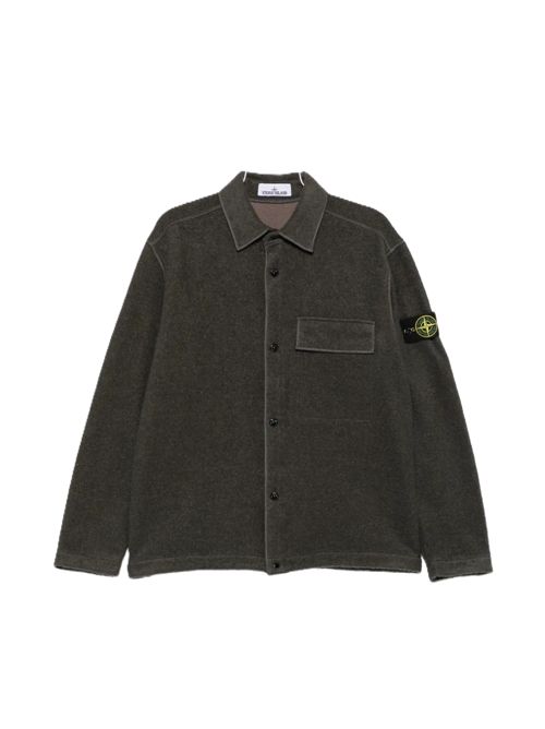 logo-patch shirt jacket Stone Island | L2S15 1200034 S0461V0062 LEAD GREY